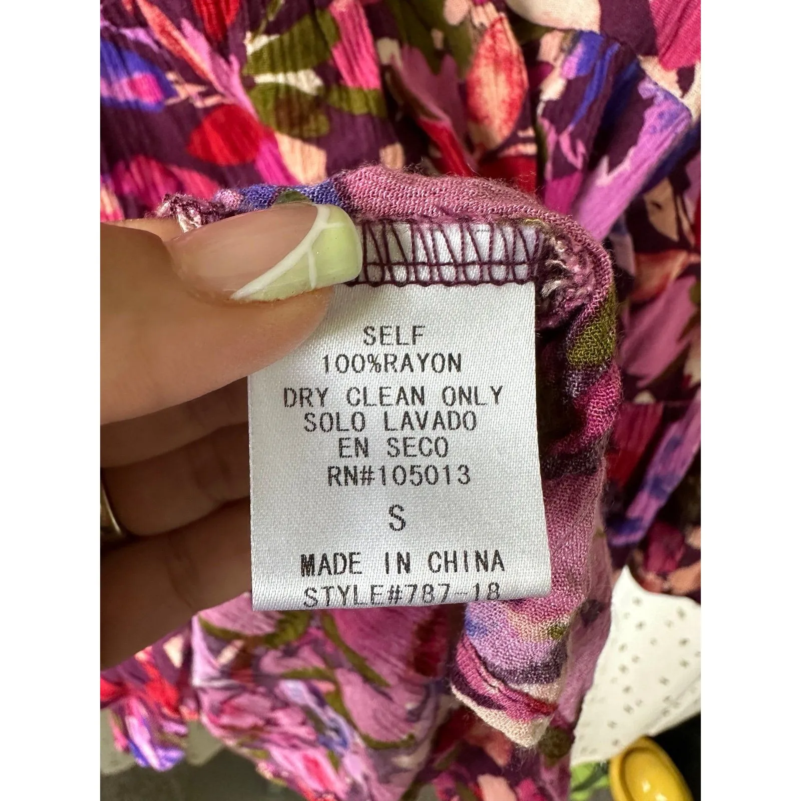 Andree By Unit All Over Watercolor Floral Bell Sleeves Empire Babydoll Blouse S - Image 6