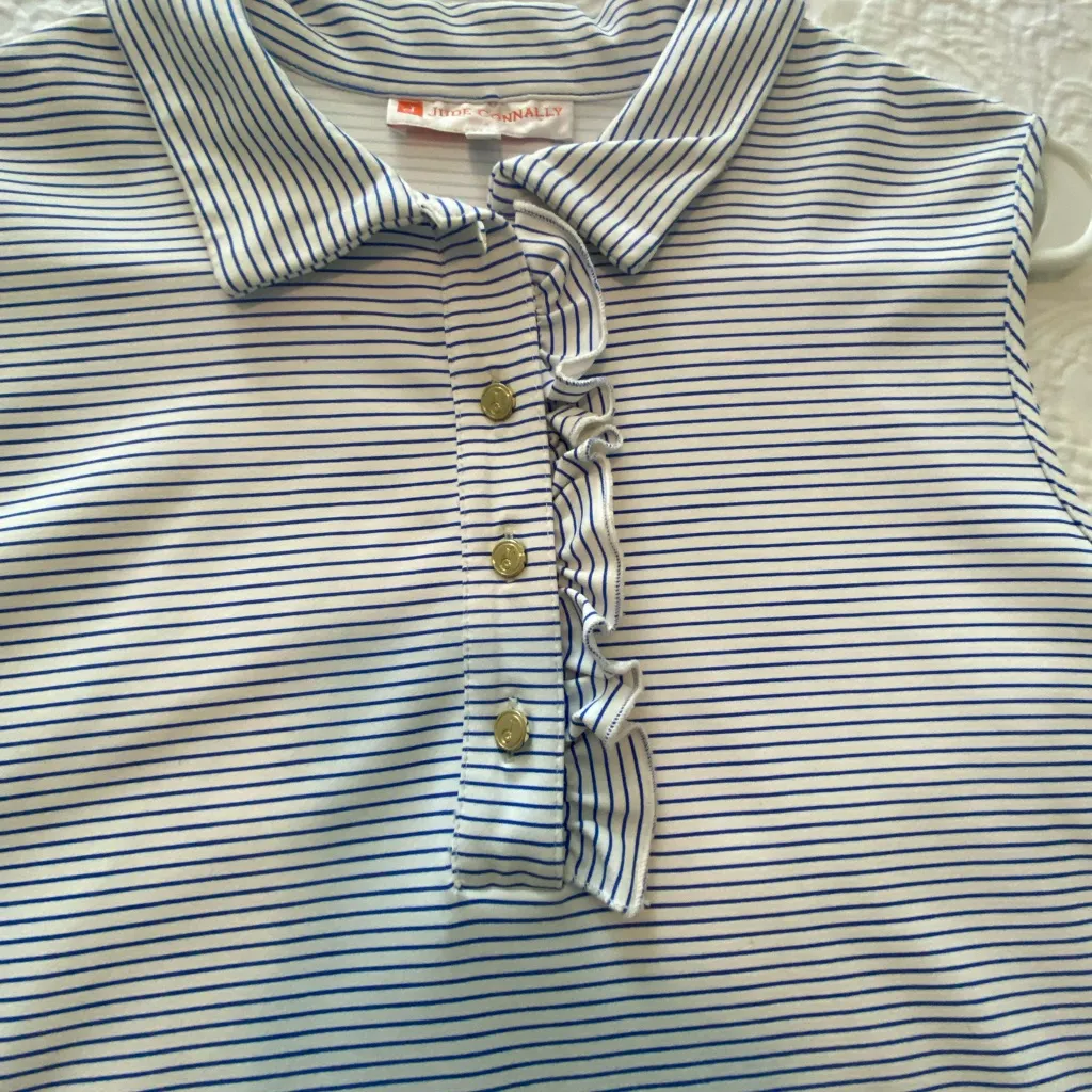 Jude Connally Blue & White Stripe Sleeveless Polo Dress | XL - Image 4