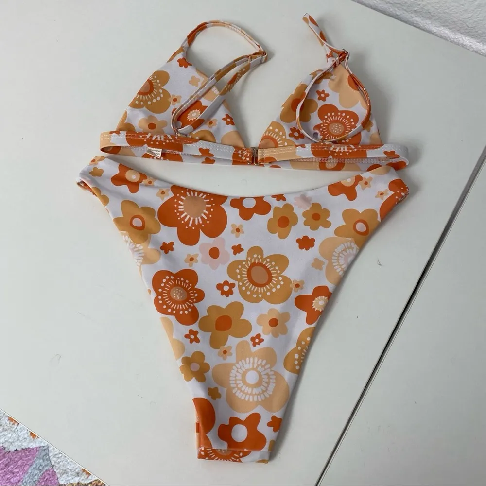 Aurelle Swim X McCall Mitchell White and Orange Floral Bikini - Image 9