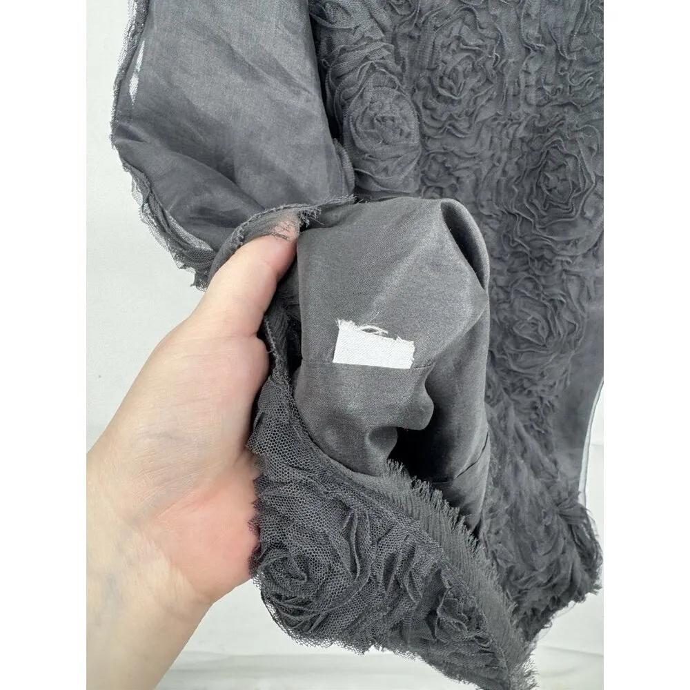 J. Crew Silk Tulle Rose‎ Shift Mini Dress Gray Black Size 4 Sleeveless Women - Image 5