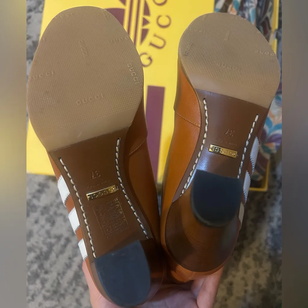 Gucci x Adidas Knee High Stripe Leather Boots Cognac size 37 - Image 10