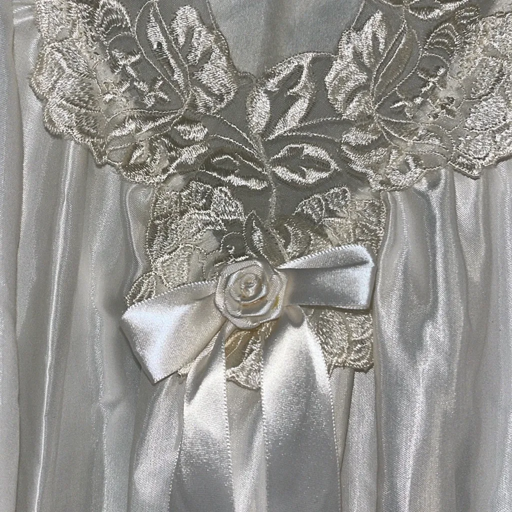 Vintage Embroidered Floral Gown Wedding Honeymoon Size XL - Image 5