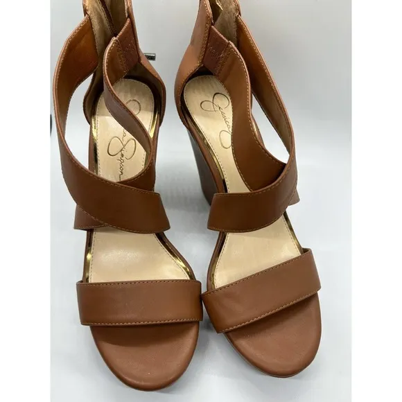 Jessica Simpson Brown Wedge Sandals Size 9M Strappy - Image 5