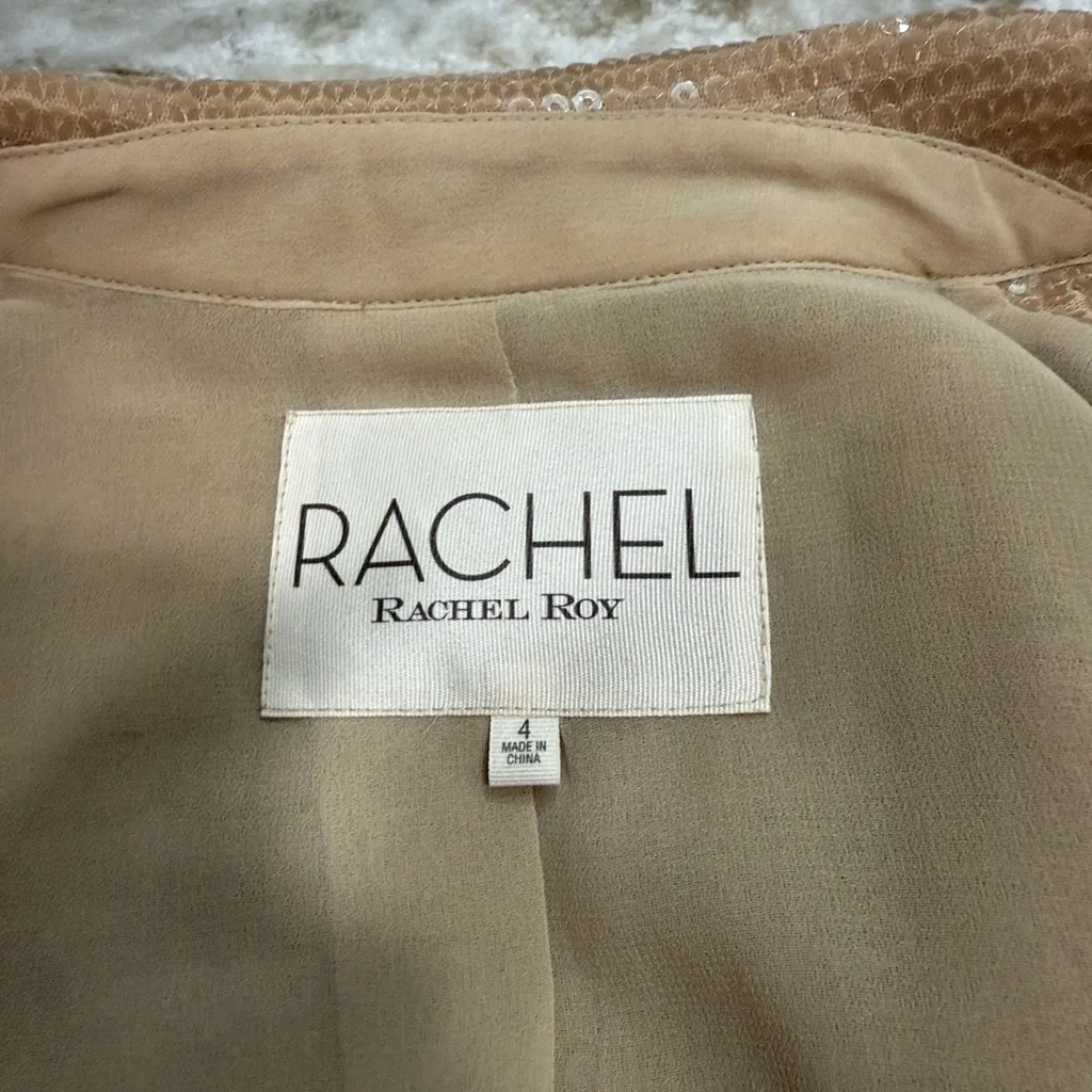 Rachel Roy NWOT Champagne Sequin Blazer Jacket size 4 - Image 6