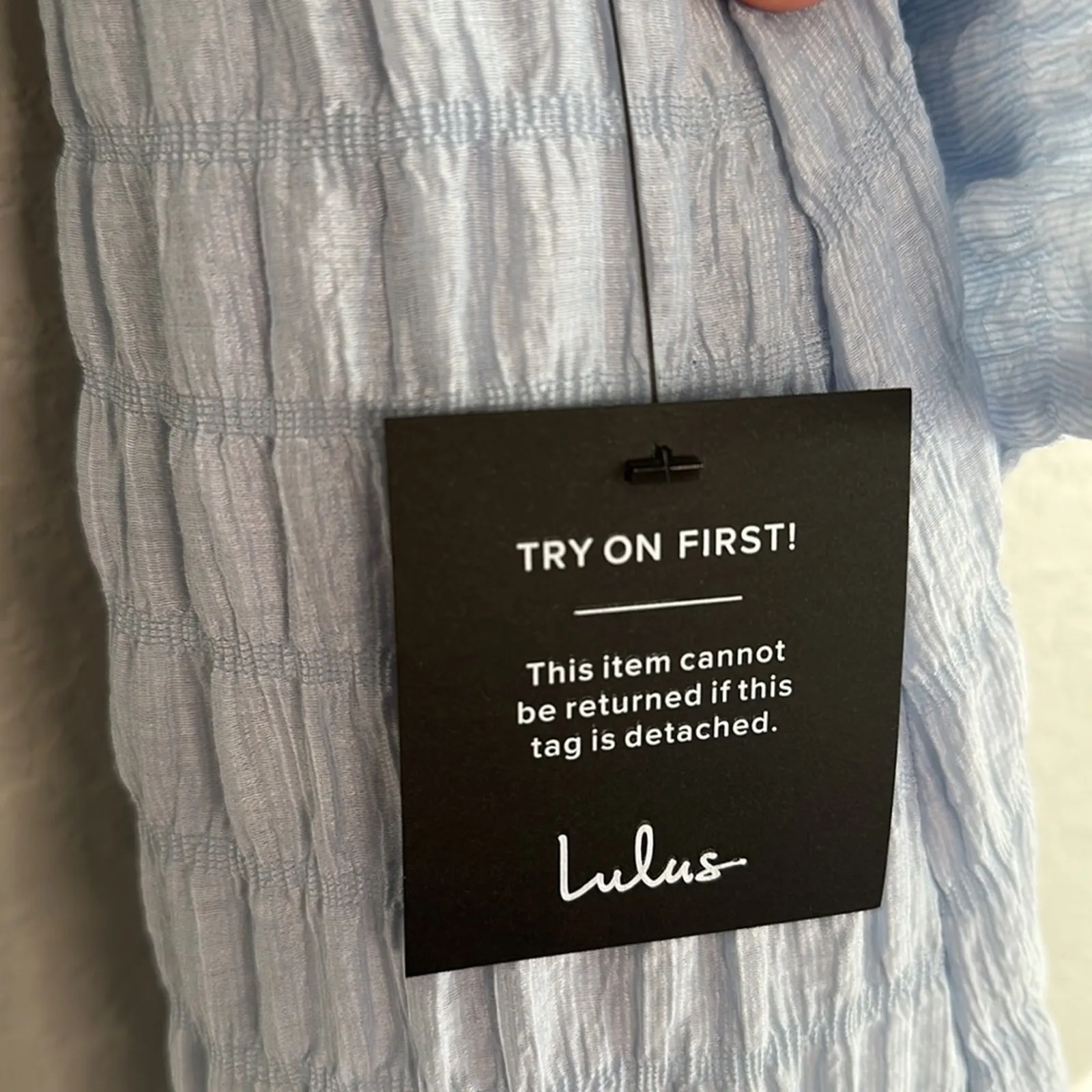 NEW Lulus Sky Blue Tie Back Mini Dress Textured Shower Brunch Birthday Halter - Image 5