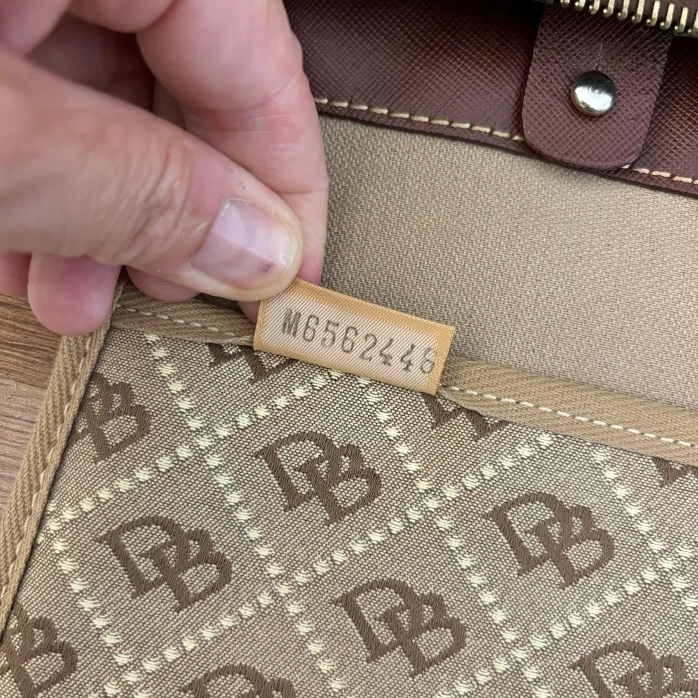 Dooney & Bourke Leather Logo Fabric Satchel Bag Purse Vintage Women’s - Image 9