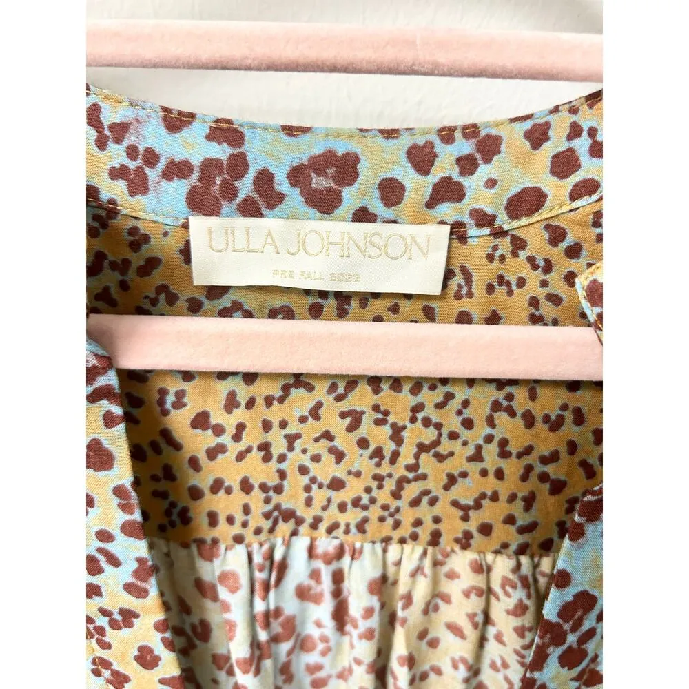 Ulla Johnson Nerissa Leopard Print Puff Sleeve Coverup Dress Ocelot Women's L - Image 4