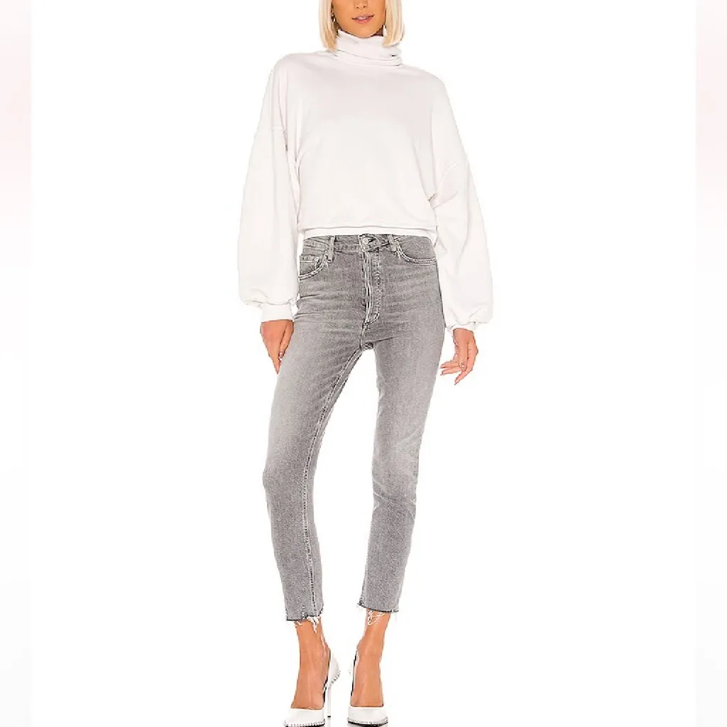 Agolde Balloon Sleeve Turtleneck Beige/Gray Sweatshirt size Medium - Image 4