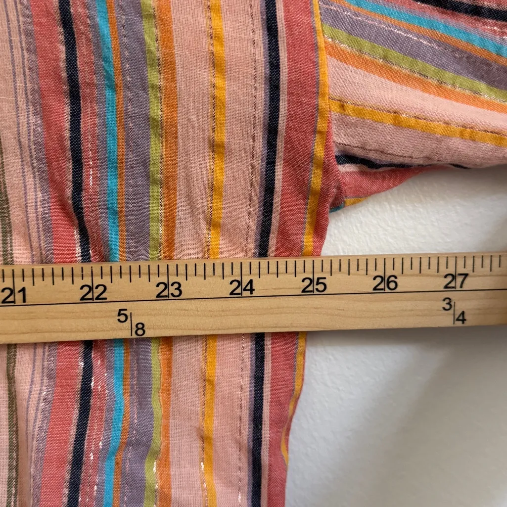 Anthropologie Pilcro Long-Sleeve Boyfriend Striped Shirt Size XS Metallic - Image 7