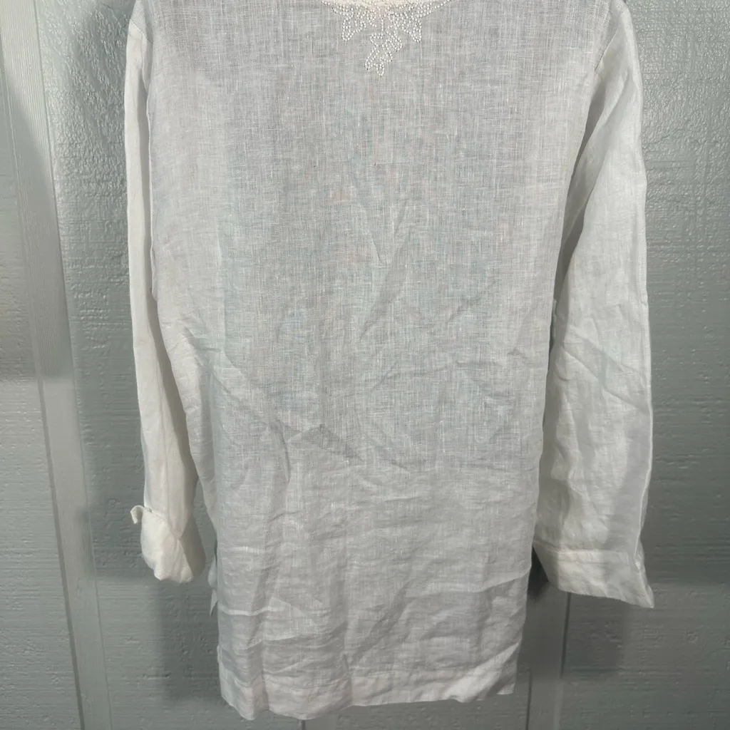 Lilly Pulitzer Large Amelia Island Tunic White 100% Linen Size XL EUC - Image 9