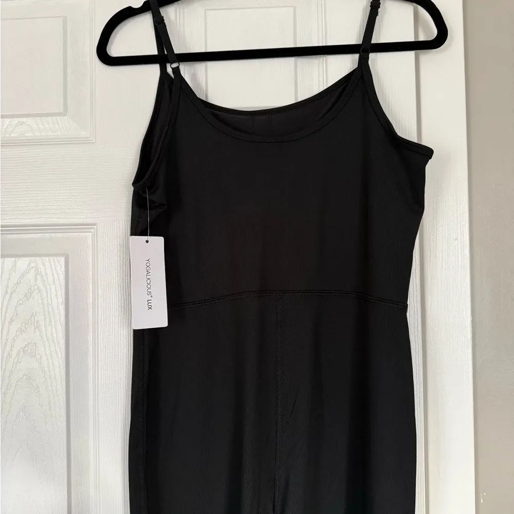 Yogalicious Lux Black Rib Scarlett Flare Jumpsuit size L - Image 10
