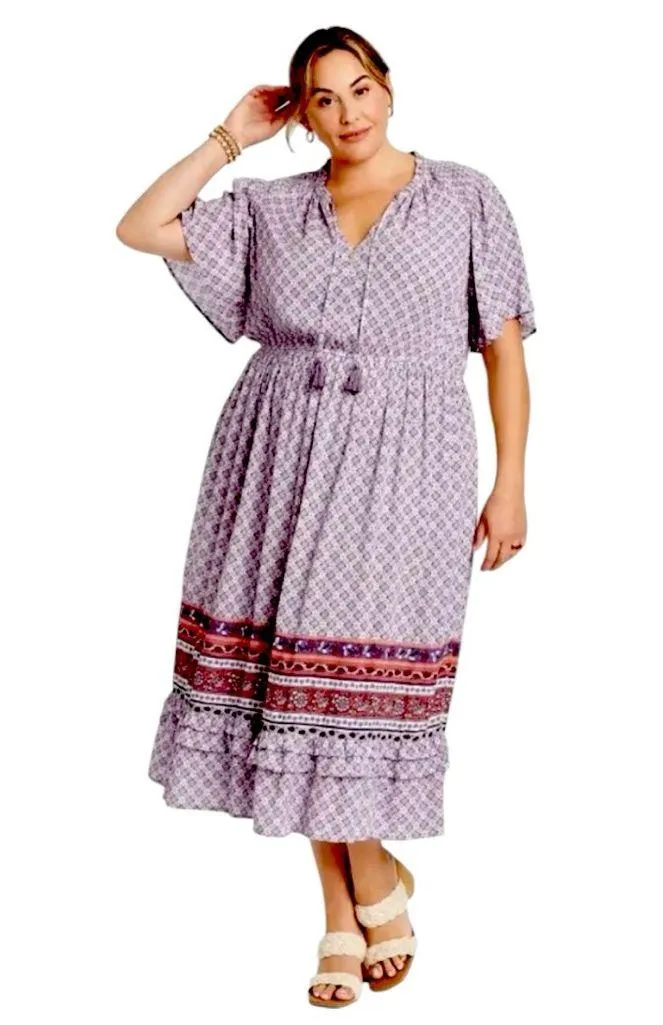 Knox Rose Maxi Dress Boho V-neck Tassel Purple Floral Women’s Plus Size XXL - Image 15