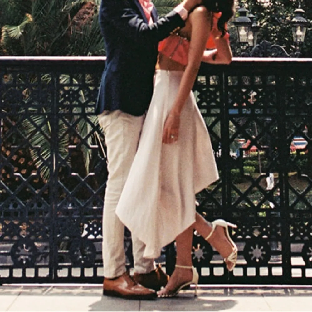 Alexis white polka dot satin asymmetrical skirt - Image 7