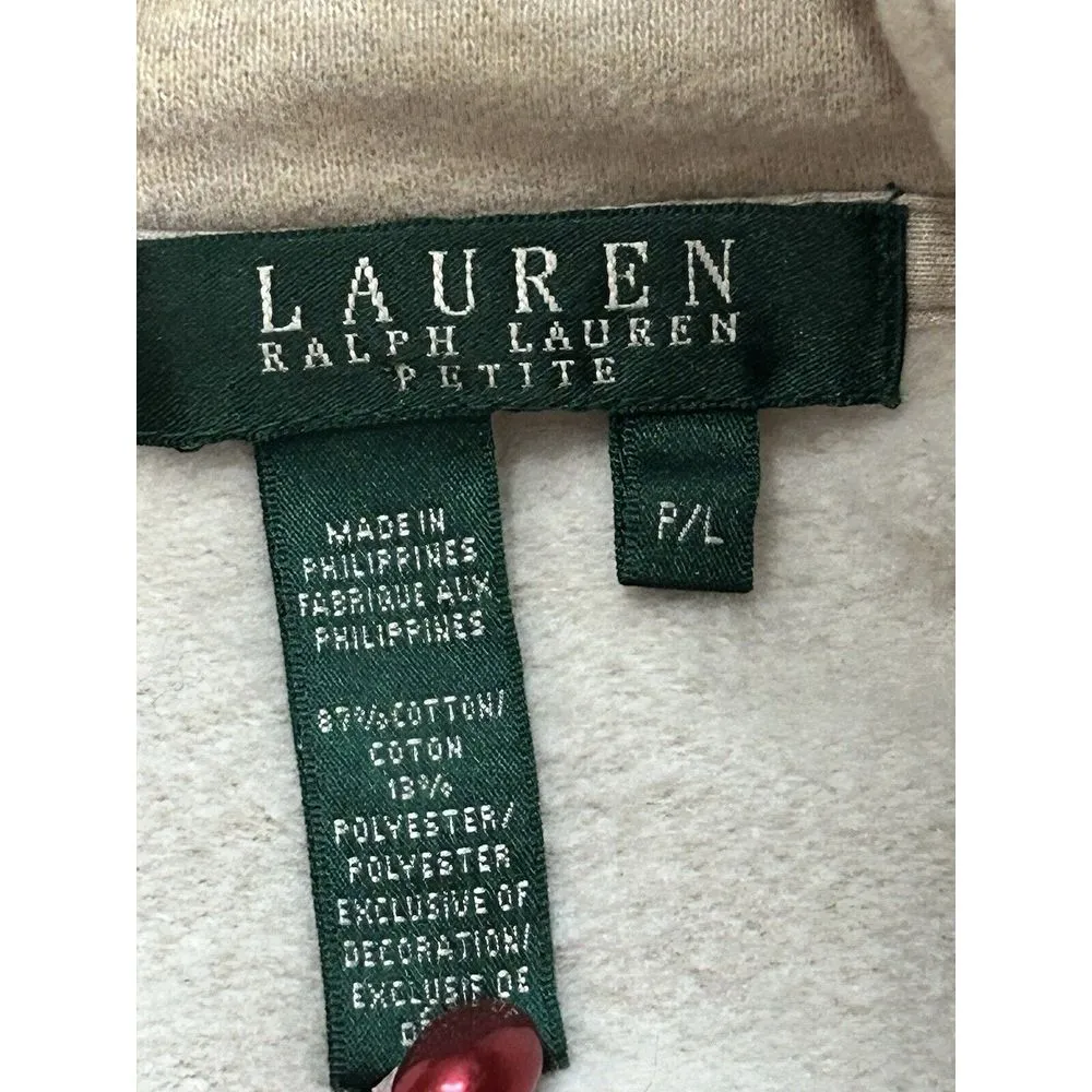 Ralph Lauren Petite L  Tan Brown Long Sleeve Full-Zip &‎ Snap Button Knit Jacket - Image 5