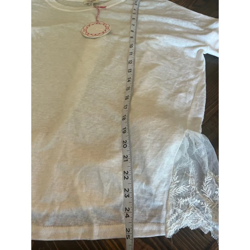 Umgee Oversized Heathered Lace Boxy Sheer Cottagecore Top Women Medium Western - Image 6