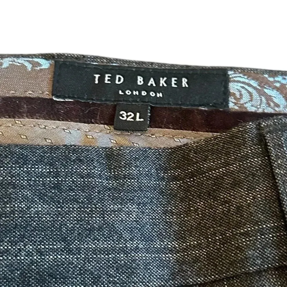 Ted Baker London Wide Leg Slacks Dress Pants Brown Pinstripe Size 32 L Women's - Image 12