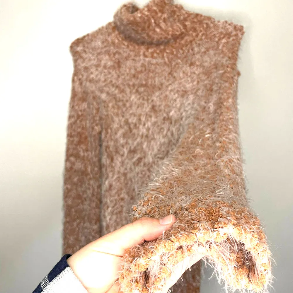 Abound Fuzzy Knit Turtleneck Sweater Tan Lion Marl Long Sleeve XXS NWT - Image 5
