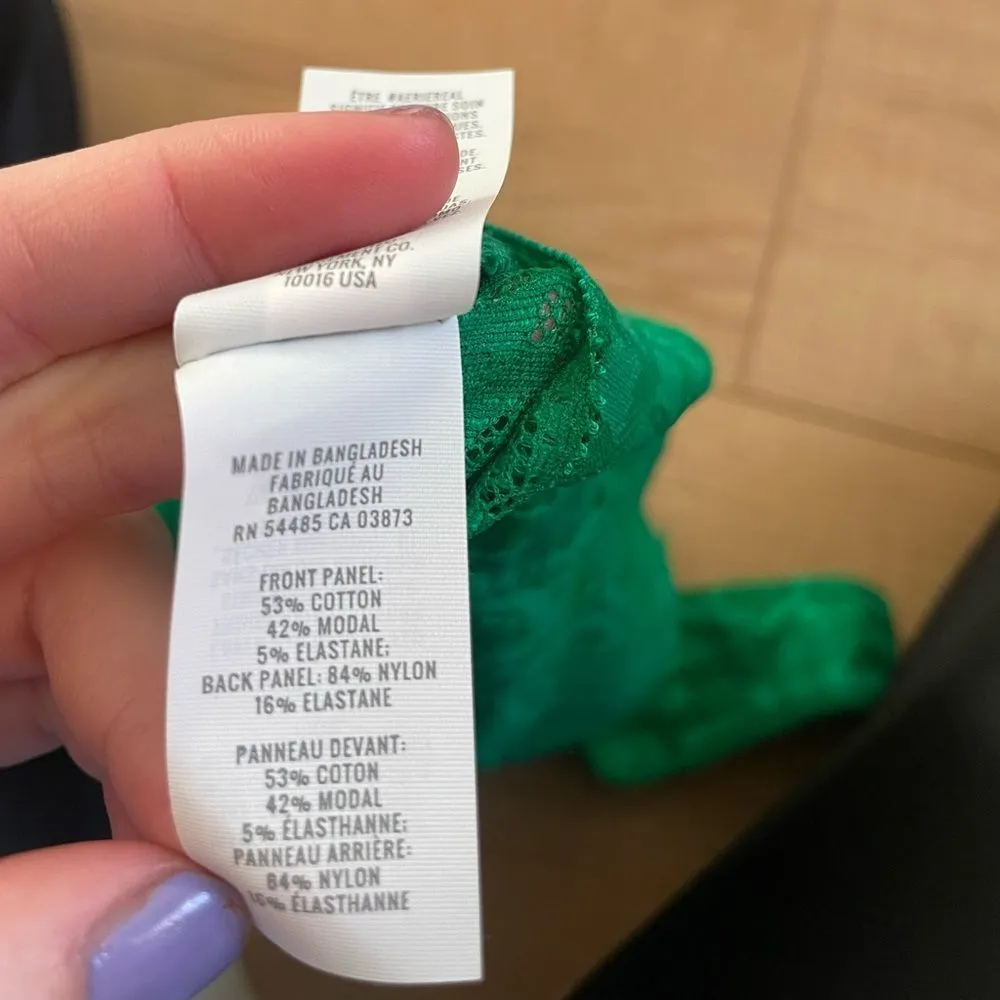 NWT Aerie Lace and ribbed bralette Size Small Bright Green - Image 6
