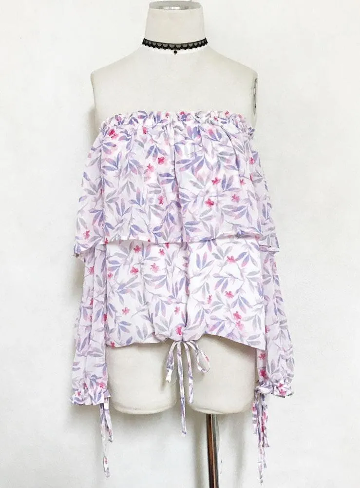 Off Shoulder Ruffle Bohemian Top - Image 2