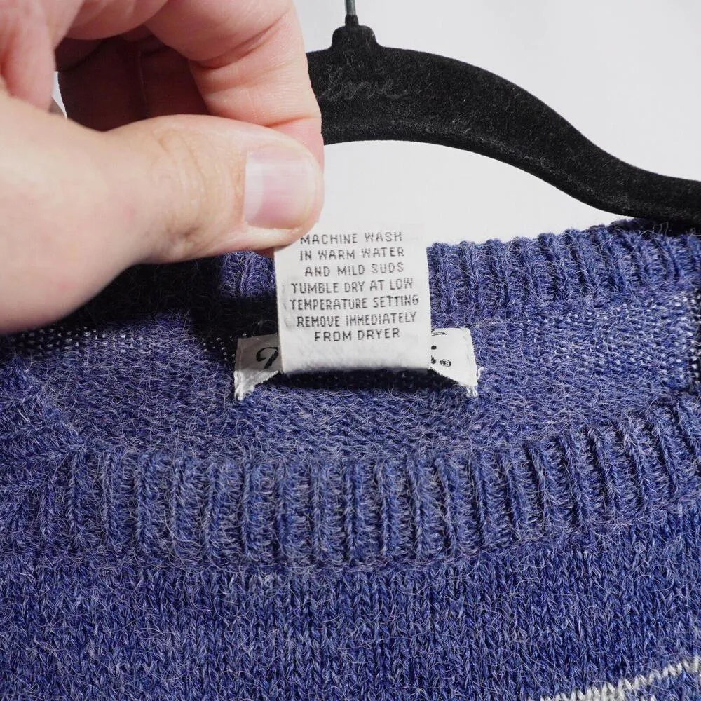 VTG Granny Cottage Core Sweater Periwinkle Blue Pink Gma‎ XL PARTNERS Retro - Image 3