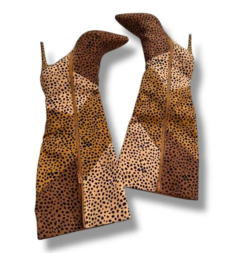 Justfab Steal My Heart Animal print High Heel Boot Size 9 NWOB - Image 8