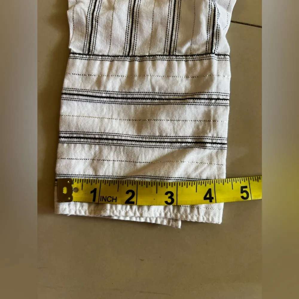 In Vain Button Down Blouse Women's Large White Black Silver Striped Long Sleeve - Image 10