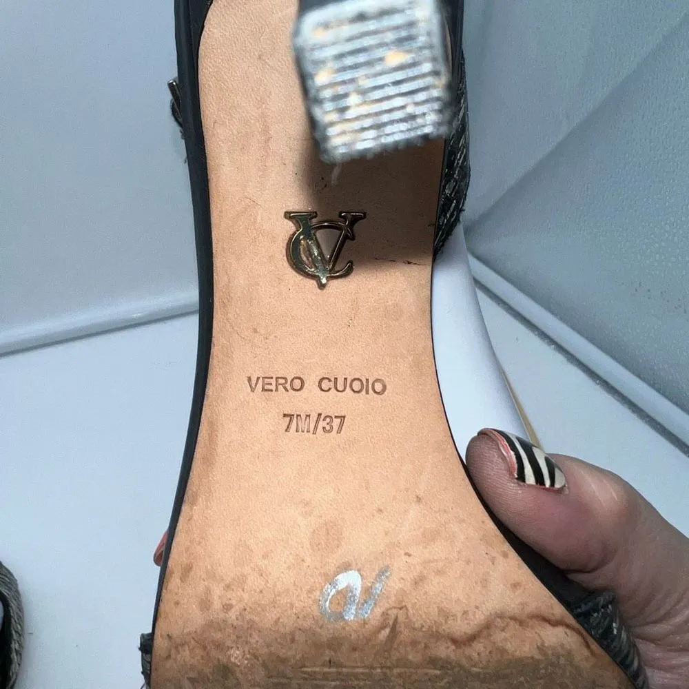 Vince Camuto T Strap Black‎ and Metallic Pumps - Image 7