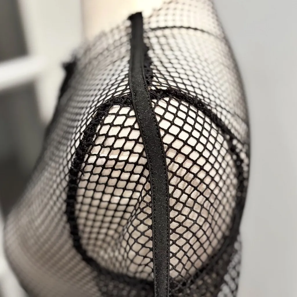 Black Mesh Fishnet Zip-up Top - Image 5