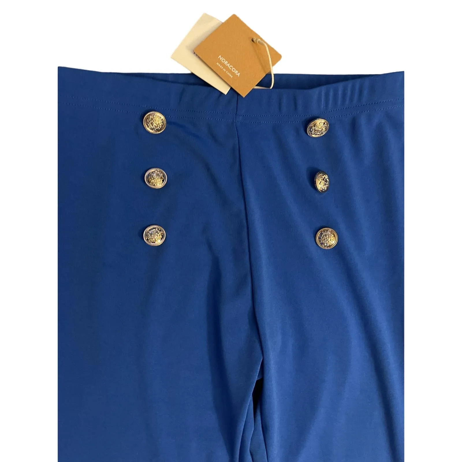 NWT Royal Blue Nora Cora Small Sailor Button Elastic Waist Straight‎ Leg - Image 2