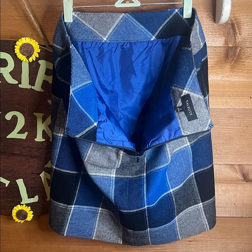 Talbots Checkered Wool Midi Skirt Multicolor Buffalo Plaid Academia Business 12 - Image 4