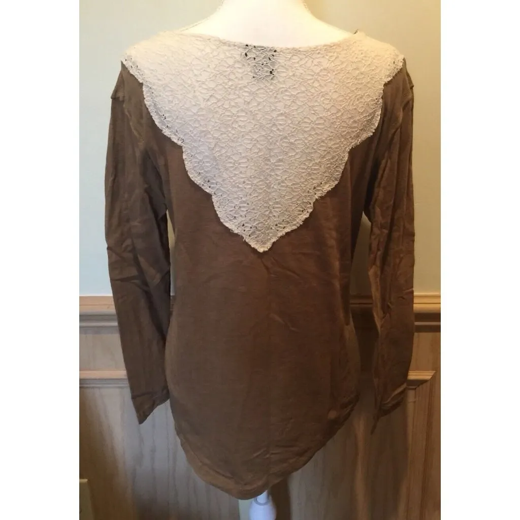 Women’s Mona B Top ~ Brown ~ Lace Back ~ Size Medium - Image 4