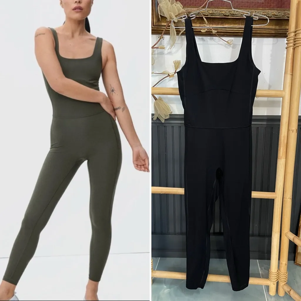 Everlane The Perform Square-Neck Unitard Black Bodysuit Jumpsuit - M 🧡🎀 - Image 2