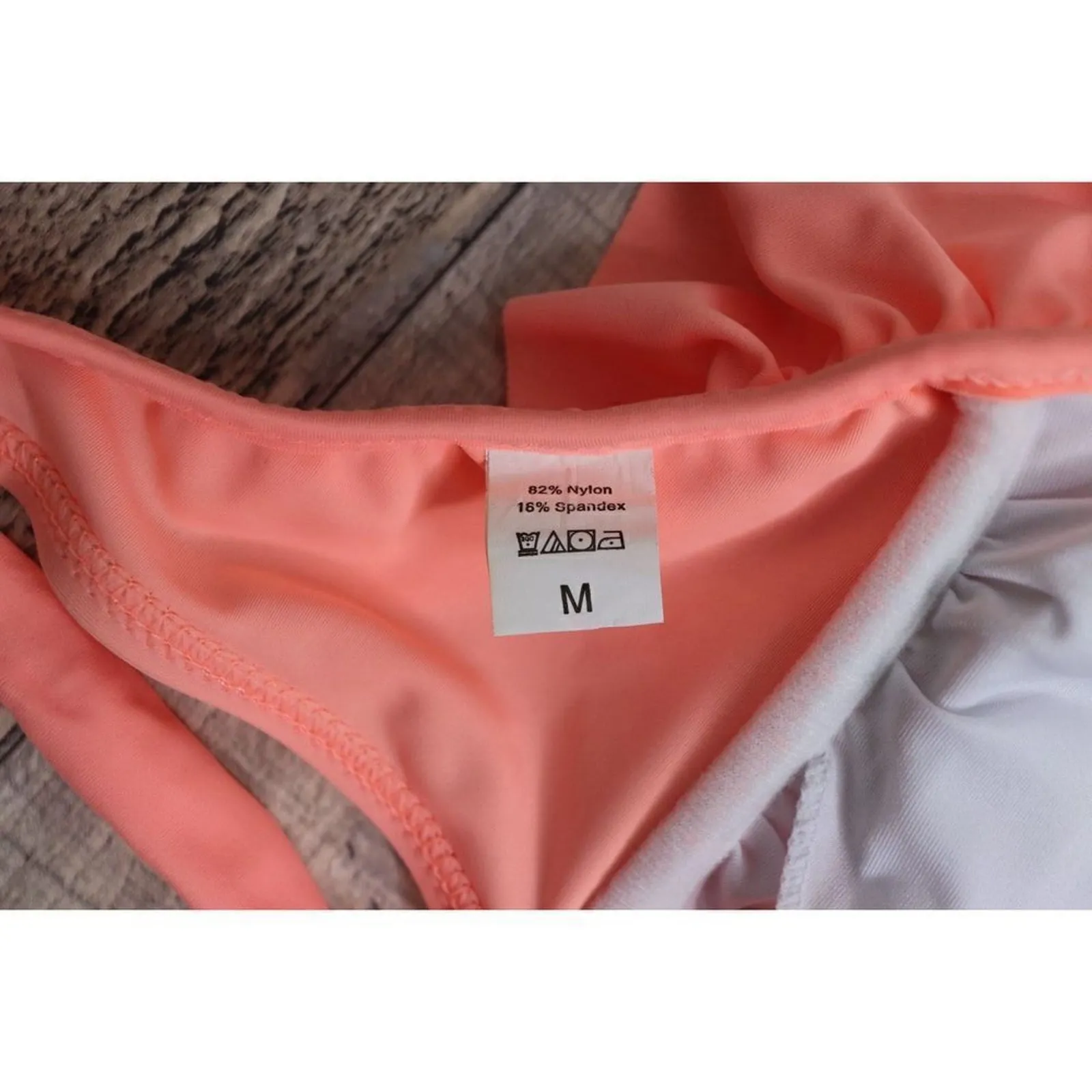 Ruffled Tiered Peach Halter Swim Top Swimwear MEDIUM Cottage Pastels Poolcore Orange - Image 7