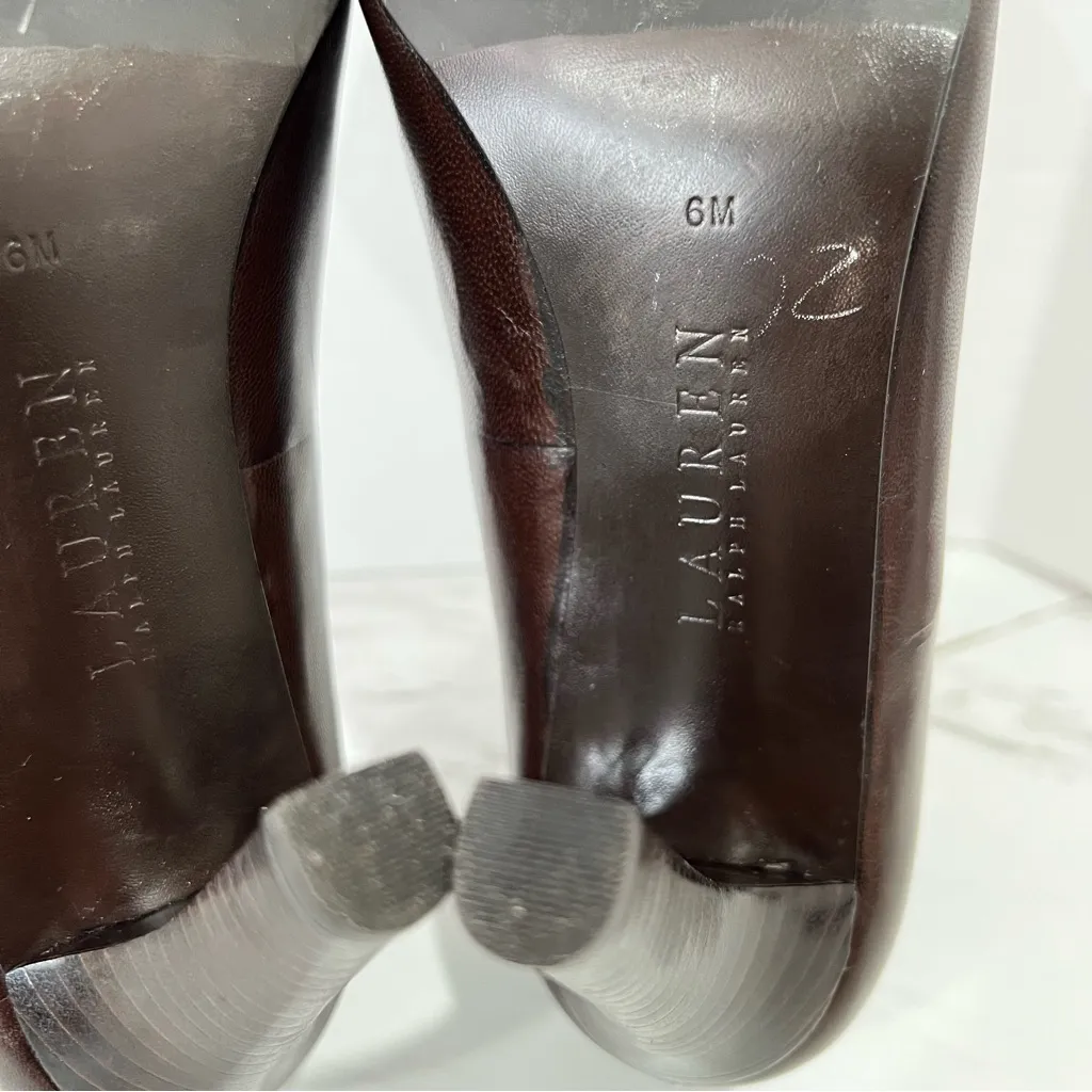 Lauren Ralph Lauren Size 6 Zamora Pump Shoes Chocolate Brown Leather - Image 11