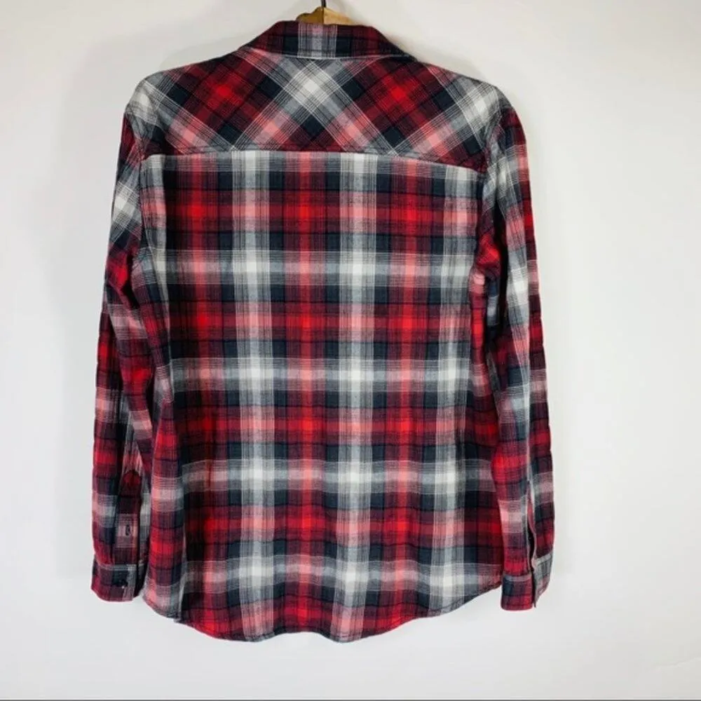 Treasure & Bond Red Plaid Flannel Shirt Small - Image 6