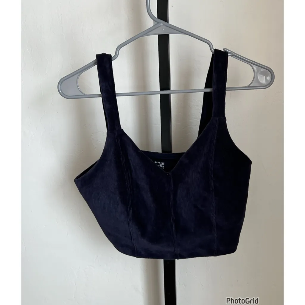 Aerie 2 Piece Navy Cordory Velvety Tank Skort Set Large - Image 2