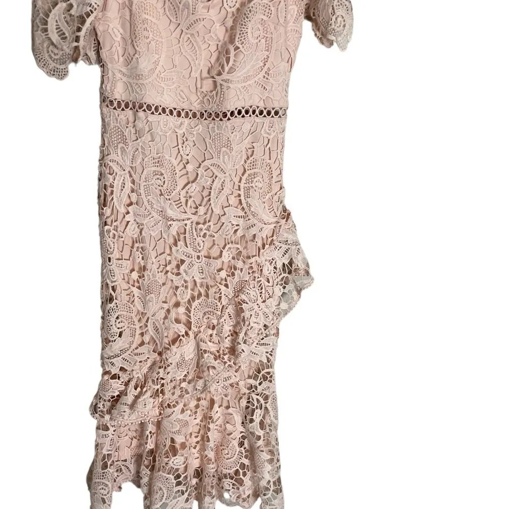Lulus Light Pink Lace Formal Midi Dress Small - Image 3