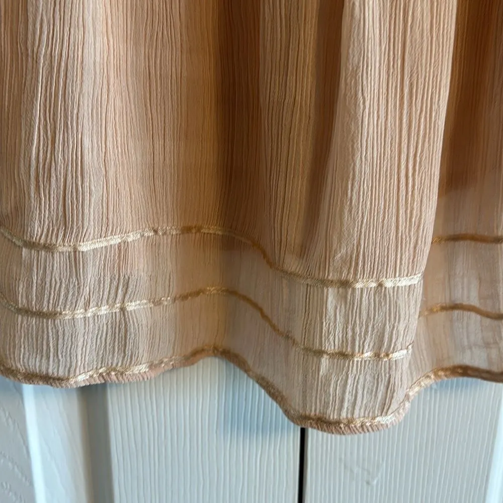 Sanctuary Women’s Beige Lace & Ribbon 3/4 Sleeves Flowy Blouse, Size L - Image 4