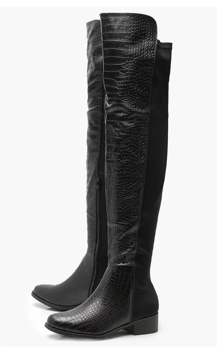 Boohoo Over The Knee Croc Boots - Image 2