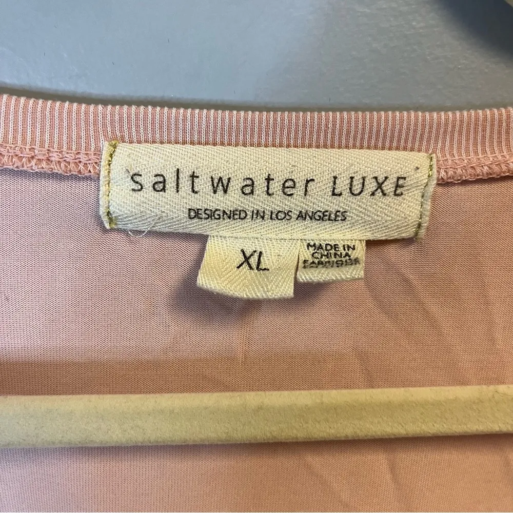 Saltwater Luxe Tee Pastel Pink Scoop Neck Rounded Hem Modal Top Sz XL GUC - Image 4