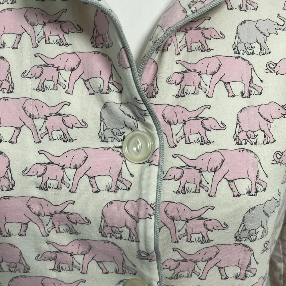 BedHead Pink Elephant Pajama Set Small White - Image 3
