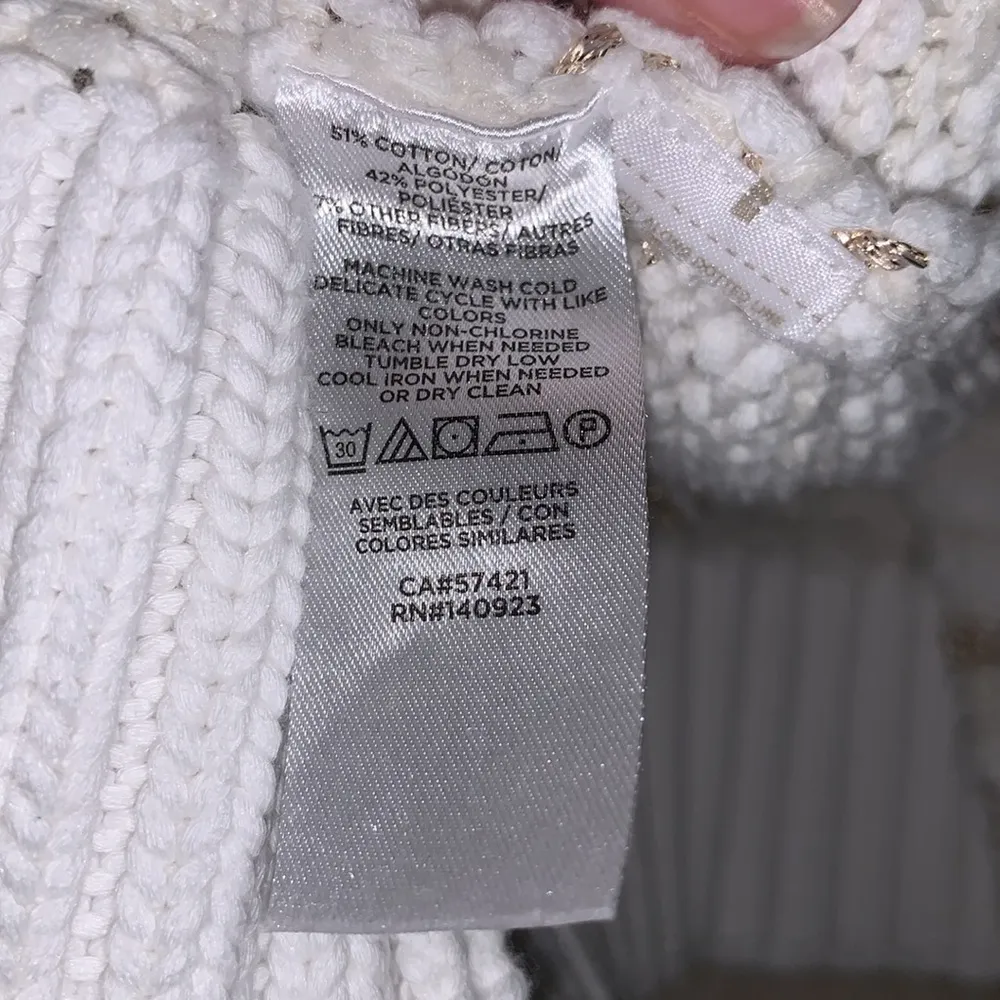 Ann Taylor LOFT white striped knit open cardigan sweater - Image 7