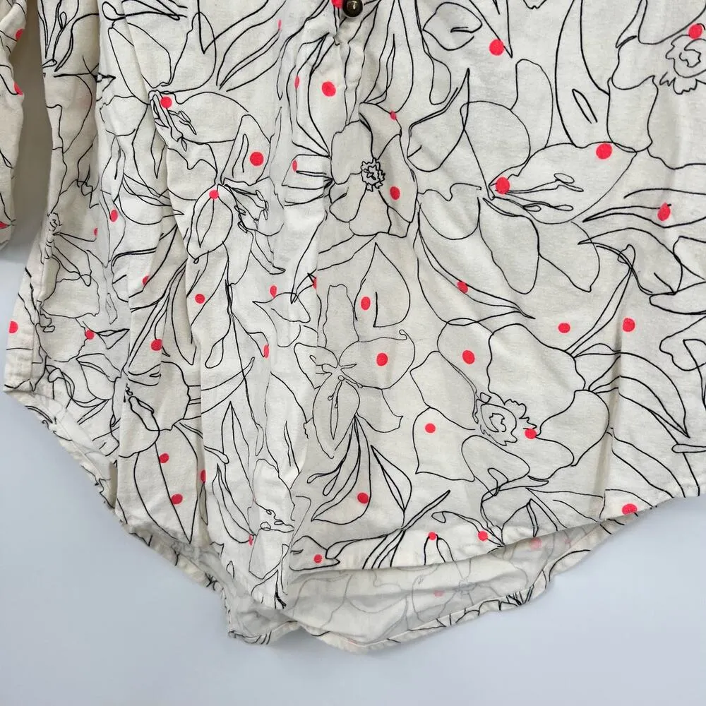 Maeve Anthropologie Bethesda Flannel Printed Blouse floral Top Ivory size small - Image 7