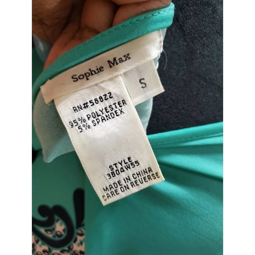 Sophie Max Women Multicolor Polyester Round Neck Sleeveless Knee Length Dress S - Image 8