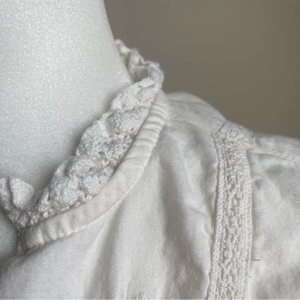 Coco Y Club Embroidered Boho 3/4 Sleeve Balloon Arm Blouse Top 100% Cotton White - Image 7