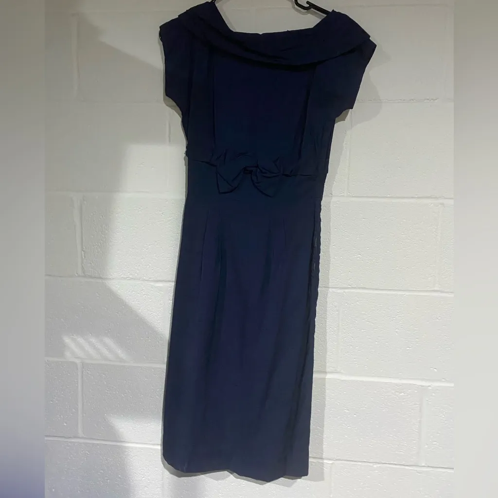 Vintage 50s navy blue dress daryl Size M - Image 2