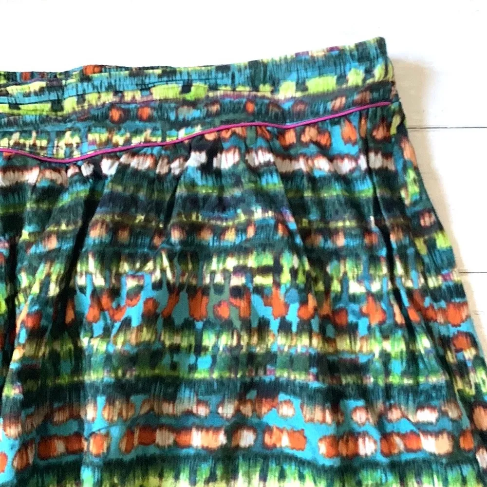 Women’s L/G Skirt Emerald Green Printed Design Knee Length 100% Cotton Large - Image 3