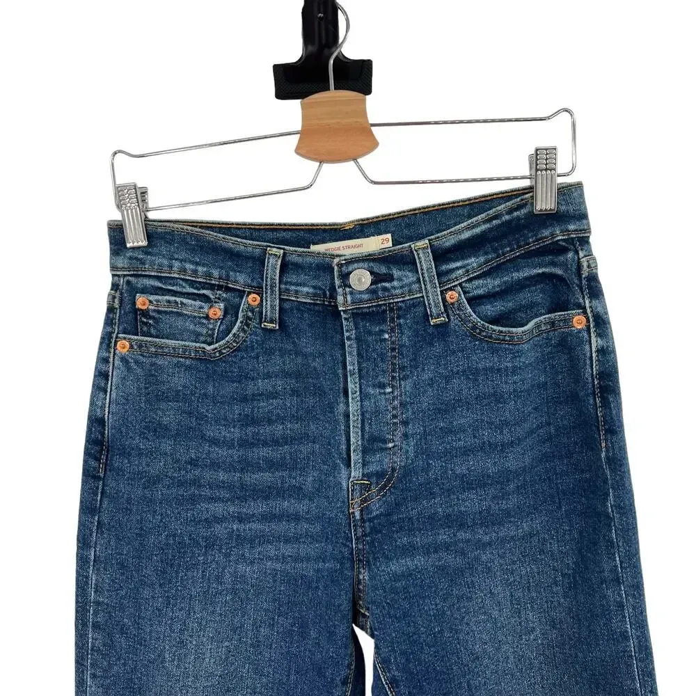 Levi's Wedgie Fit Straight Jeans Medium Destructed Size 29‎ - Image 3