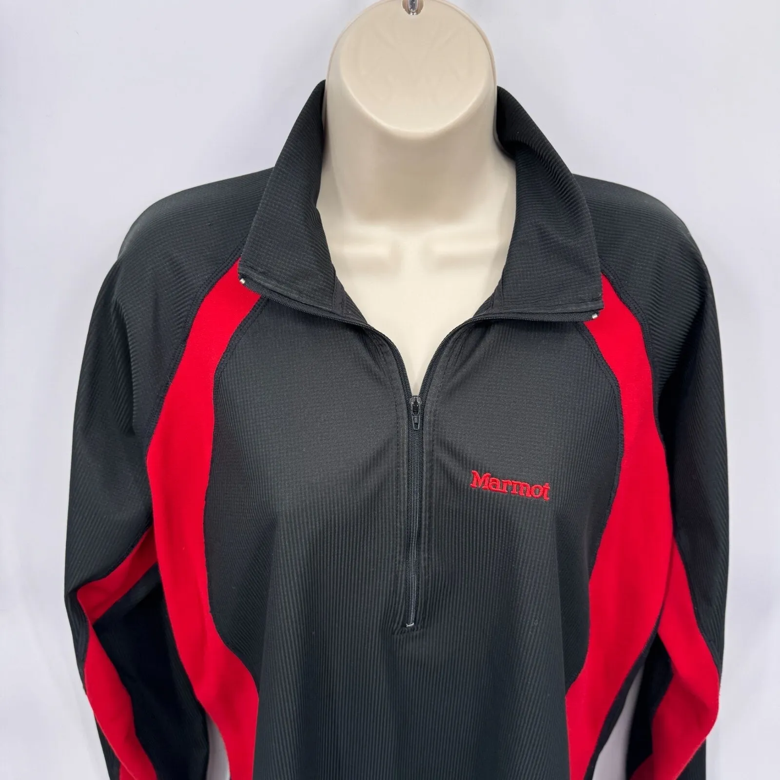 Marmot Windstopper N2S 1/4‎ Zip Pullover Top Womens Large Black Red Polyester - Image 2