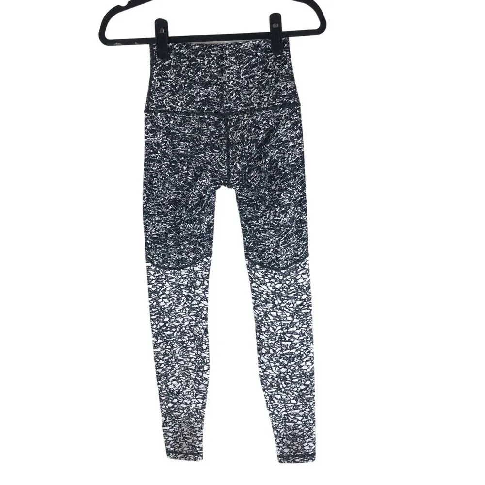 Lululemon Womens Wunder Under Pant Hi-Rise Ice Breaker Black White 4 - Image 2